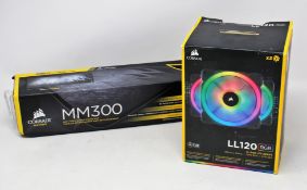 A boxed as new Corsair LL120-RGB fan set for PCs (Three 120mm x 25mm fans) and a boxed as new