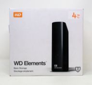 A boxed as new Western Digital WD Elements 4TB External Desktop USB3.0 Hard Drive (P/N: