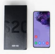 A pre-owned Samsung Galaxy S20+ 5G SM-G986B/DS 128GB in Grey (FRP clear) (Box, UK plug and USB