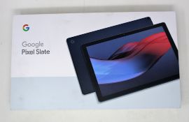A pre-owned Google Pixel Slate tablet with Intel i5, 8GB RAM, 128 SSD in midnight blue.