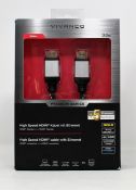 Six boxed as new Vivanco Premium 3m High Speed HDMI Cables with Ethernet (Boxes sealed).