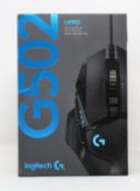 A boxed as new Logitech G502 Hero gaming mouse in black