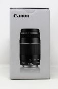 A boxed as new Canon EF 75-300mm f/4-5.6 III Telephoto Zoom Lens for Canon SLR Cameras.