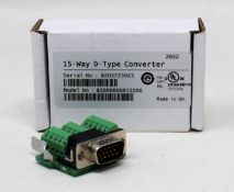 Five boxed as new Control Techniques 15-Way D-Type Converters (M/N: 82000000012200).