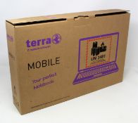 A boxed as new Terra Mobile 1516 Laptop in black.