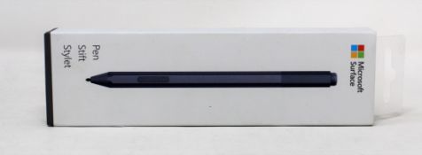 A boxed a new Microsoft Pen stylus (model 1776) in silver for use with MicroSoft Surface