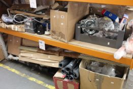 A large quantity of industrial, electrical and related items (Two shelves).