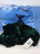 An as new Onepiece Est 2007 Chamonix ski jumpsuit (L) and Original velour jumpsuit (S).