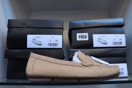 Four pairs of as new Jones Bootmakers Glendale loafers (UK 4, 5, 6, 7).