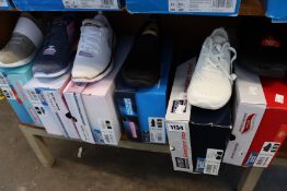 Six pairs of assorted Skechers footwear.