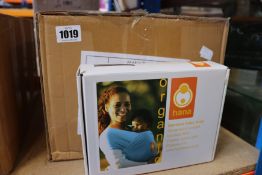 Ten boxed as new Hana Organic Bamboo Baby Wraps in charcoal.