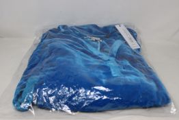 An as new NRBY Maddie velvet shirt dress with belt in turquoise (L - RRP £250).