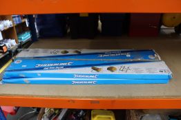 Four Silverline log saw horses (150kg capacity, some damage to boxes).