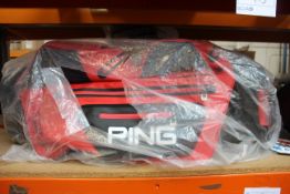 An as new Ping Pioneer Monsoon golf cart/bag in red and black.