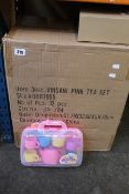 Twelve boxed as new children's Vinsani Pink Tea Sets (15 pieces).