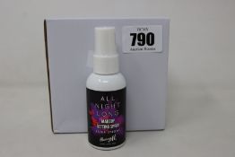 Twenty one boxes of three Barry M all night long setting sprays (50ml each).