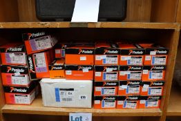 A quantity of assorted Paslode nails/brads with fuel cells to include 300271 Indoor Electro Galv x