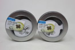 Seventy seven tins of Eddingtons coffee stencils (16 stencils in a tin).