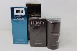 A Davidoff The Brilliant Game eau de toilette (100ml), a Davidoff Cool Water eau de toilette (75ml),