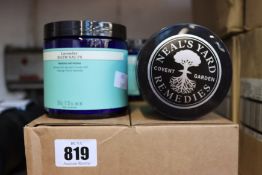 Nine Neal's Yard Lavender bath salts (9 x 350g).