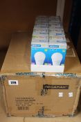Six packs of 10 Megaman 220-240V 10W LED U-Dim lightbulbs.