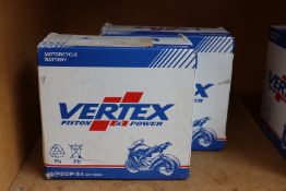 Two boxed as new Vertex VP20P-3-1 Motorcycle Batteries (12V 18Ah).