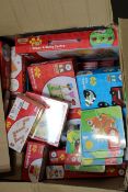 A quantity of as new Bigjigs toys to include Flower activity centre, transport dominoes and