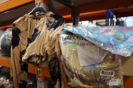 Four items of as new United Colours of Benetton clothing; three beige dresses with print design (2 x