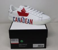 A pair of as new Dsquared2 Canadean slogan print sneakers (Size 41).