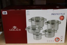 A boxed as new Gerlach NK342 Prestige Plus 10-element set of pots.