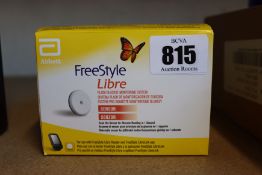 Two boxed as new FreeStyle Libre Sensors (Flash glucose monitoring systems, 31/03/2022).
