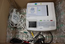 A pre-owned Welch Allyn Mortara ELI 150c electrocardiograph with patient cables (REF: ELI150-GDB-