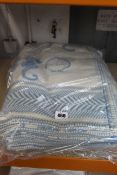 Three as new Cream Cornwall seahorse design reversible throw blankets in cobalt blue and ecru (