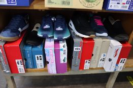 Six pairs of assorted Skechers footwear.