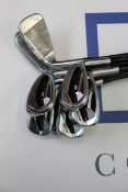 Eight pre-owned Ping G410 golf clubs to include irons 4,5,6,7,8 and 9, a wedge and utility wedge (