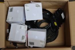 Four Aspock Workpoint LEDs (38-8220-007) with other parts.