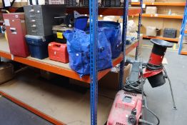 A small quantity of tools and related items to include spanners, screwdrivers, Stanley compressor,