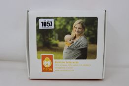 Four boxed as new Hana Bamboo Baby Wraps Seafoam.