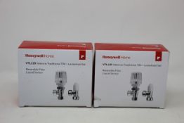 A quantity of Honeywell Home VTL120 Valencia Traditional TRV + Lockshield Sets (Approximately 30).