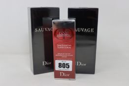 Two Dior Sauvage shower gels (2 x 200ml) and one Dior One essential skin boosting super serum (