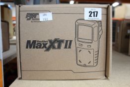 A boxed as new BW Technologies by Honeywell GasAlert Max XT II gas monitor.