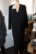 An as new Mark Kenly Domino Tan Demetra long V-neck dress with buttoning in black (Size 36).