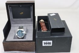 A boxed as new 'About Vintage 1926 At' Sea' by Skov Andersen watch with a spare brown croco strap.