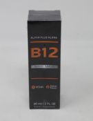 Thirty sealed Alpha Plus Nutra B12 5000 MCG vegan dietary supplements (60ml).