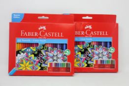 Twelve boxed as new Faber-Castell colouring pencil sets (60 items per set).