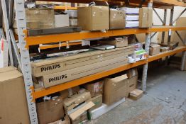 A large quantity of electric related items to include Philips and Julie lights, Lewden Consumer