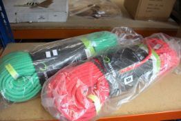 Two as new Edelrid Eagle Lite Pro Dry 9.5 mm Climbing Ropes (80m red and 60m green).