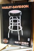 Two boxed as new Harley Davidson Bar & Shield Bar Stools (HDL-12116).