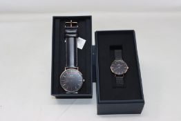 A boxed as new Daniel Wellington classic Sheffield black face and black leather strap (DW00100127)