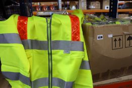 One hundred APX 3m Scotchlite hi viz zipped red and silver reflective jackets (Various size from